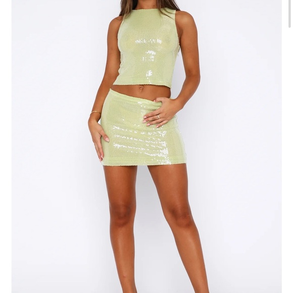 White Fox Boutique Lime Sequin Mini Dress - Picture 1 of 6